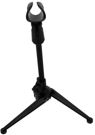 Supporto per Microfono da Tavolo Treppiede Nero in Plastica | Altezza Regolabile 21-27, 5cm, Apertura Morsetto 30-40mm, Struttura Portatile per Uso Quotidiano