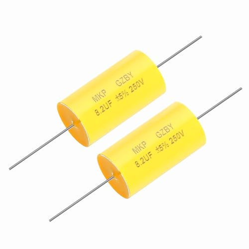sourcing map Condensatore divisore di frequenza da 8,2 uf, 250 V assiale altoparlante audio crossover MKP Condensatore a pellicola
