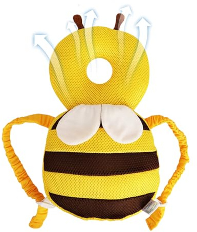 Cuscino di sicurezza per la testa – Protezione anticaduta per bambini, cuscino morbido e regolabile, leggero con design a forma di ape, accessorio per bambini seduti e camminati