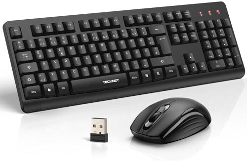 TECKNET Tastatur Maus Set Kabellos,2.4GHz USB Maus und Tastatur Kabellos