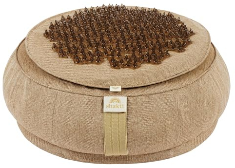ShaktiMat [Das Original seit 2007 Meditationskissen - Herausnehmbares Akupressur-Pad aus Memory-Schaum mit 276 ABS1-Spikes - Sitzkissen rund für Yoga & Meditation - Sandelholz