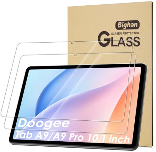 Bighan 2 Pack Screen Protector Compatible with DOOGEE Tab A9/A9 Pro 10.1, 9H Hardness Tempered Glass Film Clear Anti-Bubble Full Coverage foil