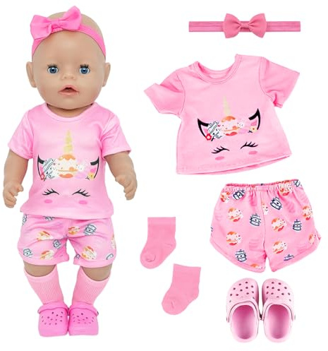 30-45 cm ropa para muñecas Rosa Pony Juego de 2 + cinta para el pelo + calcetines