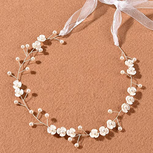 PUTINEI Coroncina di Fiori per Capelli Fascia dei Fiori con Il Nastro Elastico Regolabile Cerchietto Fiori per Donna Ragazza o Bambina (Argento, 1)