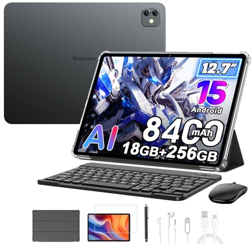 Blackview Link 8 13 Pulgadas Tablet con Teclado y Ratón, 18GB+256GB Juegos Tablet Android 15,Altavoces Quad-Box, 2.4K FHD+,8400mAh Aprender Tabletas,5G WiFi/Modo PC/Widevine L1/Funda+lápiz Inteligente