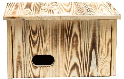 WOODYGIFT Mauersegler Nistkasten aus Massivem Holz – Wetterfestes Brutkasten für Mauersegler – Vogelnistkasten Typ J zum Aufhängen – Natürliche Hilfe Gegen Mücken (Verbrannt)