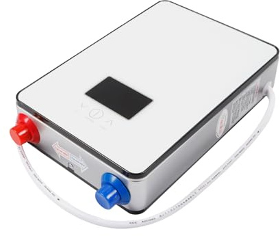 Scaldacqua istantanea digitale Tankless, scaldabagno elettrico con display digitale per bagno e doccia, adatto per bagno, hotel e parrucchieri, 18,6 x 27,7 cm, bianco