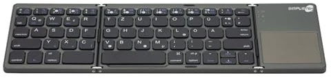 SIMPLETEK - Faltbare Bluetooth-Tastatur QWERTZ Deutsches Layout | Touchpad Multi-Touch, kompakt, wiederaufladbar (Generalüberholt)