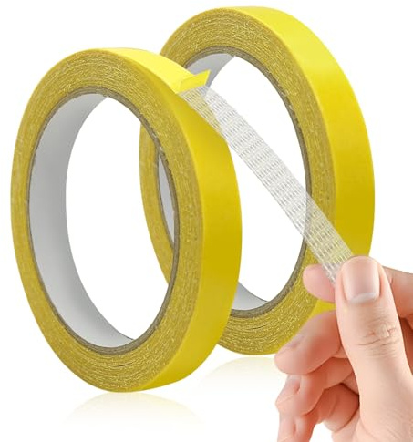 HINGTAI Cinta adhesiva de tela de doble cara (2 unidades), resistente para dobladillos de pantalones y ropa, sin costuras ni plancha, ideal para fijar dobladillos, manualidades y alfombras, extraíble