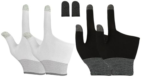 DIYEAH Lot de 3 Paires de tactiles pour Le Jeu - Manchons pour Les Doigts avec Bouts de Doigts en graphène - Anti-Transpiration pour écrans tactiles et protège-Pouces des Smartphones