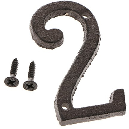 Plaque Numéro de Maison 7 en Fer Forgé Antique - Revêtement Poudre Noire Résistant à la Rouille - Pour Porte d'Entrée et Extérieur- Number 2 noir