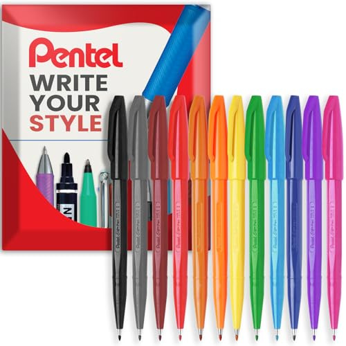 Pentel S520 Original Sign Pen Fasermaler, Fineliner, 2 mm Spitze, 1 mm Linie, in Umschlag-Geschenkverpackung (12 Stück)