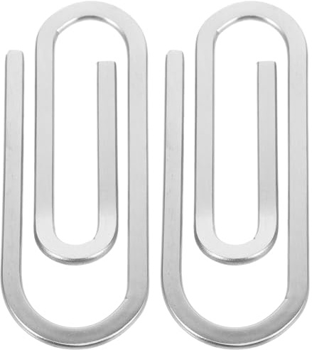 Pinza para Billetes de Acero Inoxidable, 2 Piezas Plata | Forma de Clip de Papel, Diseño Simple y Elegante, Cabe en Bolsillo Frontal