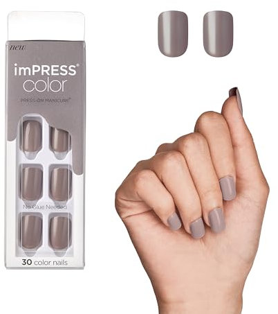 KISS imPRESS Color Gel Nail Kit, Taupe Prize, with PureFit Technology, Polish-Free Colour Mani, Includes Prep Pad, Mini File, Cuticle Stick, and 30 Fake Nails