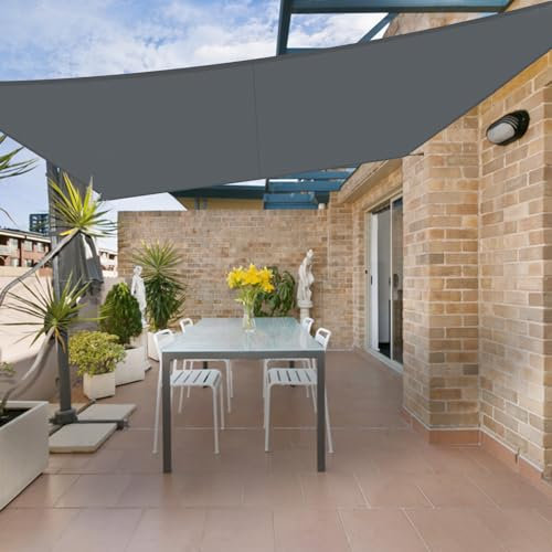 HENG FENG Voile d'ombrage Imperméable Rectangulaire 2.5x3m PES Toile Ombrage Auvent Protection des Rayons UV pour Extérieur Jardin Terrass Balcon Couleur Anthracite