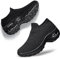 Raoendis Womens Trainers Slip on Walking Sneakers - Ladies Running Shoes Comfortable Breathable Sneakers Arch Support Orthopedic Shoes with Air Cushion Black Size 6