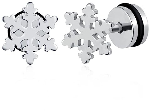 feilok Ohrringe Edelstahl Schneeflocke Allergiefreie Ohrstecker Männer Ohrstecker Stecker
