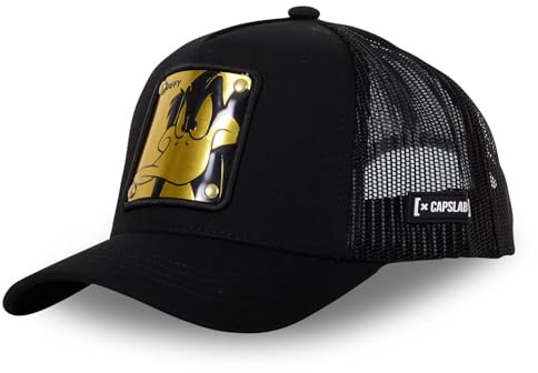 Capslab Daffy Duck Looney Tunes metallplatta svart truckerkeps, Trucker Daffy-Black#32883, En Storlek