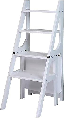 AAMNA Indoor-Kletterhocker, multifunktionaler klappbarer Trittleiterhocker für den Haushalt, Leiterstuhl, Schuhregal, Blumenregal, Küchen-Tritthocker/weiß