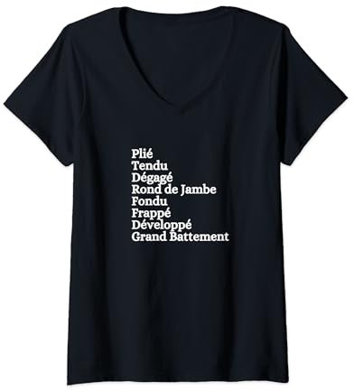 Damen Ballettstange zum Aufwärmen, Ballerina, Tänzerin, Plie Tendu Grafik T-Shirt mit V-Ausschnitt