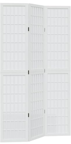 vidaXL Divisorio Ambienti 3Pannelli Bianco Legno Massello di Paulownia