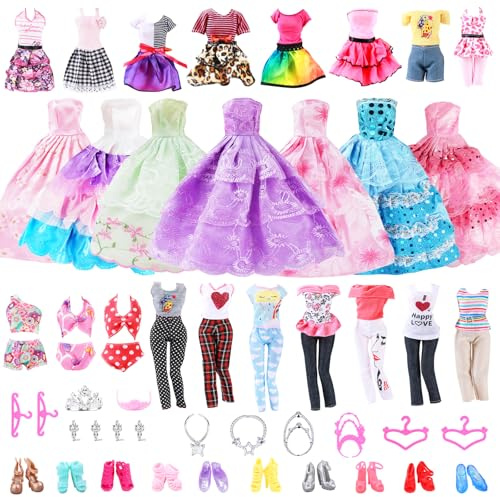 Vicloon Vestiti e Accessori per Bambole Dolls, Set di Vestiti per Bambole 32 Pezzi Inclusi Gonna, Borsa, Scarpe, Accessori, Regalo di Compleanno per Ragazza, Consegna Casuale (Non Include Bambola)