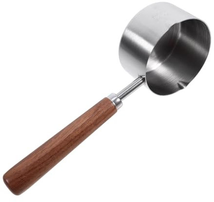 GANAZONO Cuchara Medidora De Comida Para Mascotas Mango De Madera y Taza Medidora De Acero Inoxidable Para Alimentos Húmedos y Sólidos Fácil De Usar y Reutilizable