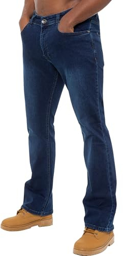 Pantalon Jeans Boot Cut Coupe Classique Coton Homme avec Jean Large EZ401 Bleu 30W / 34L