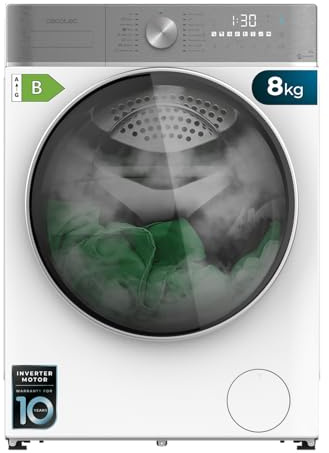 Cecotec Lavadora Secadora 8-5Kg Carga Frontal Bolero Wash&Dry 8580 Inverter A. 1400RPM, 16 Programas, Motor Inverter Plus, SteamMax, OnSmart, Fuzzy Logic, SpaCare y Detector de Carga