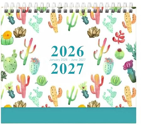 Uoqpty Calendario de Escritorio 2026 | Planificador Mensual De Papel Grueso - Calendario De Mesa Desde Enero 2026 Hasta Junio 2027,para Hogar Oficina Escuela Aula Horario Agenda Académica Navidad