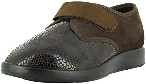 VAROMED Zürich Unisex Slipper 60811-52 Damen & Herren Halbschuhe, Slipper mit Klettverschluss, Rehaschuhe, Therapieschuhe Mocca, EU 39