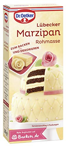 Dr. Oetker Lübecker Marzipan Rohmasse, 200 g, Marzipan-Rohmasse mit 53% Mandeln, zum Backen und Dekorieren von Torten, Kuchen & Gebäck, Qualität aus Lübeck, vegan