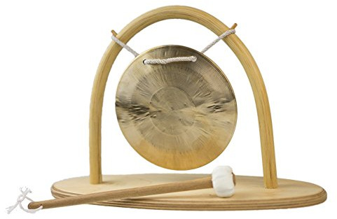 Gong-Set, Feng Gong Ø 15 cm, inkl. Tischständer & Klöppel | kleiner Gong mit sanftem Klangcharakter