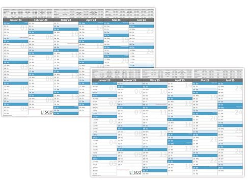 Tafelkalender DIN A4 2025 + 2026 (2 x 2 Stück) Format (210 x 297 mm) 300g BD Papier sehr gut beschreibbar