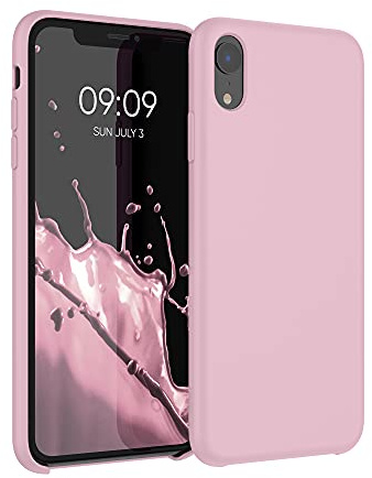 kwmobile Case for Apple iPhone XR Case - Soft Cover - Shockproof Silicone - Wireless Charging Vintage Pink