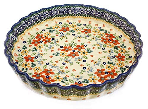 Bunzlauer keramik Tarte- oder Quicheform 26,5 cm (Dekor Cornelia, Weiß, Keramik, Ofenfest, Spülmaschinenfest)