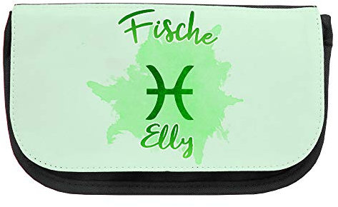 Kosmetiktasche mit Namen Elly und Sternzeichen-Motiv Fische | Schminktasche | Viele Vornamen zur Auswahl