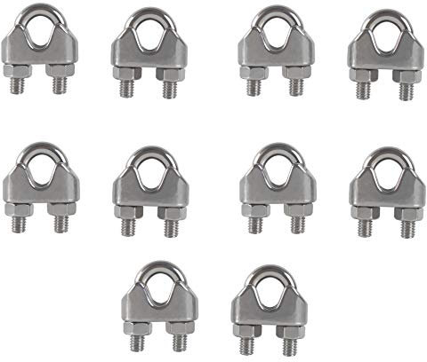 M6 Morsetti per Cavo Morsetti Serracavo Morsetto per Fune Metallica Fermacavo in acciaio inossidabile 304 a forma di U Serracavo acciaio per Cavo Tenda da Sole Stendibiancheria 10 pezzi
