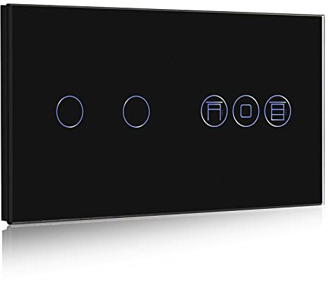 BSEED Alexa, interruttore per tapparelle, 2 vie, 1 via, WiFi touch, telecomando con app Smart Life, interruttore smart per tapparelle, compatibile con Alexa e Google Home, colore: nero