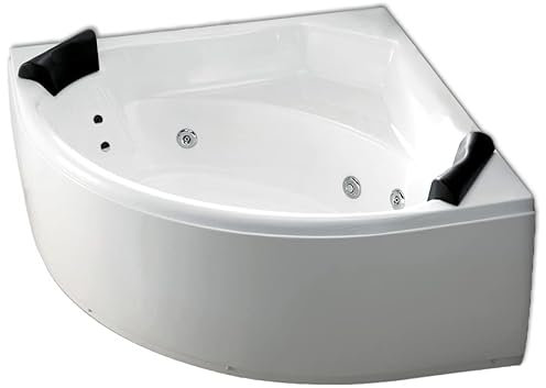 Supply24 since 2004 Whirlpool Badewanne Paris – Made in Germany – Eckmontage – 8 Massagedüsen & LED Farblichttherapie – ohne Armaturen – Eckwanne für 2 Personen (Weiß, 155x155 cm ohne Armaturen)