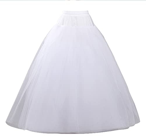 SISROL Petticoats for Women Hoopless Petticoat Crinoline Underskirt Skirt 4 Layers Floor Length Ball Gown Slips for Wedding Dress