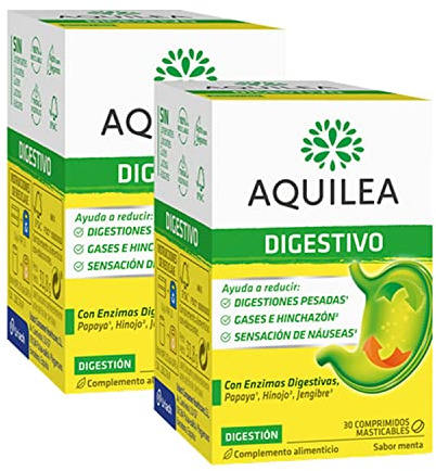 AQUILEA Pack 2x Digestivo 30 Comprimidos Sabor Menta - Para un Bienester Digestivo Total - Complemento Alimenticio