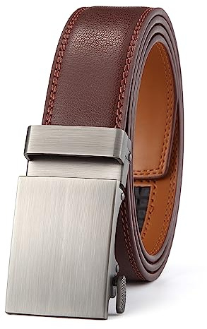 guvoosm Gürtel Herren,Leder Automatik Gürtel Für Herren Business Anzug -3,5cm Breite-03-125-Brown 6033