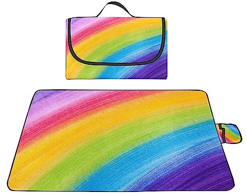 TengYuer Picknickdecke 180x200cm Stranddecke Wasserdicht Sandfrei Isoliert Faltbar Strandmatte mit Tragegriff Outdoor Campingdecke XXL für Camping Parks Strände Picknick Blau Violett