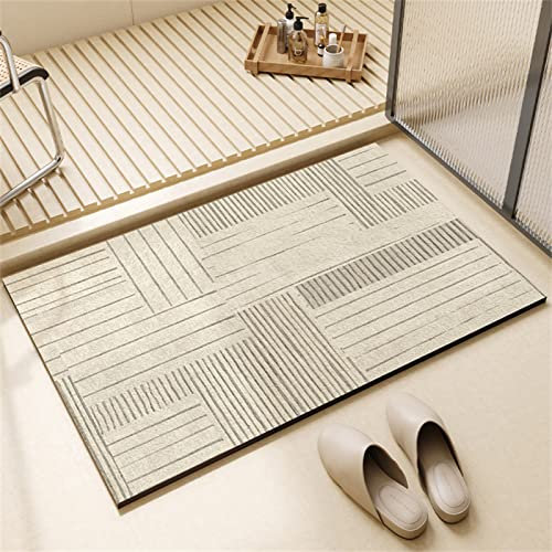 Badezimmerteppich, Badematte Rutschfest, Duschmatte Rutschfest, Duschvorleger, Badvorleger Badteppich Rutschfest Waschbar Teppich Badezimmer, Bathroom Mat, Bath Mat Mats, Bad Teppich, Grau-120x160cm