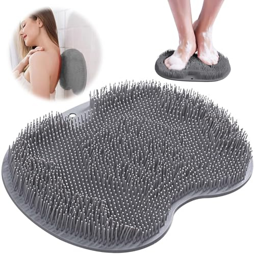 Tapis de Bain en Silicone, Brosse Pieds Douche,Coussin de Massage pour Pieds,Nettoyeur de Dos avec Ventouse,Laveur de Pieds de Douche,Foot Scrubber,Dos Nettoie,Exfolie,Masse vos Pieds Sans se Pencher