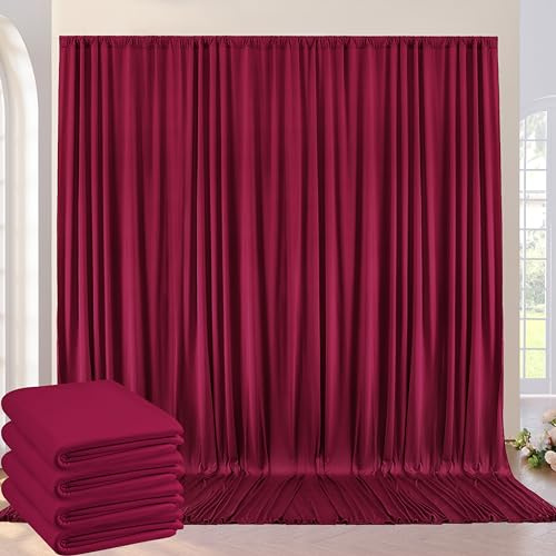 4 Paneele, 1,5 m × 2,4 m, Burgunderrot, Hintergrund für Partys, knitterfrei, Polyester, Burgunderrot, Vorhänge für Hintergrund, Dekoration, Hochzeit, Geburtstag, Babyparty, Fotografie-Hintergründe