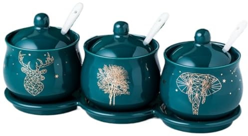 Azucarero Salero Botes Especias Juego De Recipientes Para Condimentos, Juego De Azucarero De Cerámica, Caja De Condimentos De Cocina, Tarro De Especias Para Azúcar, Sal Y Especias Frascos Especiarias