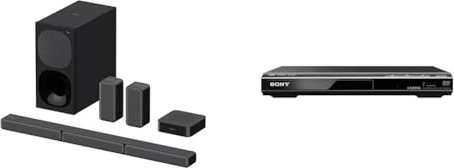 SONY HT-S40R - 5.1ch Soundbar with Subwoofer and Wireless Rear Speakers & DVPSR760H DVD Upgrade Player (HDMI, 1080 Pixel Upscaling, USB Connectivity), UK 3 Pin Plug, Black