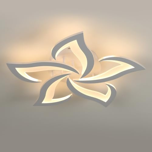 Comely Plafonnier LED, Luminaire Plafonnier 60W 6750LM, Lustre Salon Moderne, Lampe de Plafond de Pétale pour Salon Chambre Cuisine Salle à Manger, Lumière Blanche Chaude 3000K, Dia 60cm, Blanc